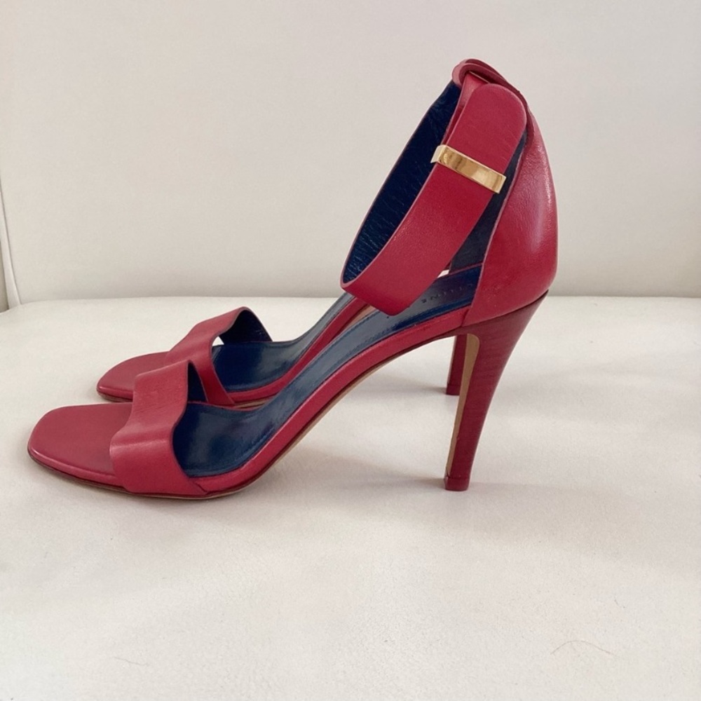 NEW CELINE Leather Fuschia Pink Ankle Straps astillero Heels SZ 6.5 - Picture 2 of 6